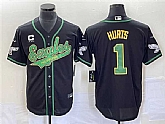 Men's Philadelphia Eagles #1 Jalen Hurts Black With C Patch Cool Base Stitched Baseball Jersey,baseball caps,new era cap wholesale,wholesale hats